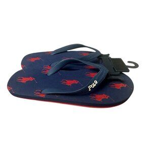 KIDS RALPH LAUREN POLO "WHITLEBURY" PONY FLIP FLOP Boys Size 5 Y